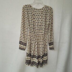 Double Zero Dress Women S Rayon Geometric Paisley Long Sleeve Lined Boho Casual‎